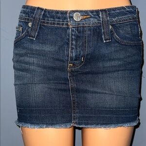 Hippie Distressed Denim Mini Skirt – Size 26